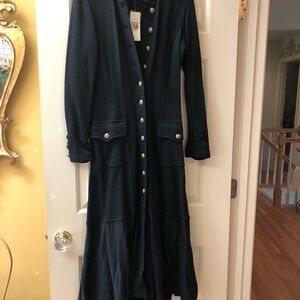Elegant Navy Coat with Gold Buttons